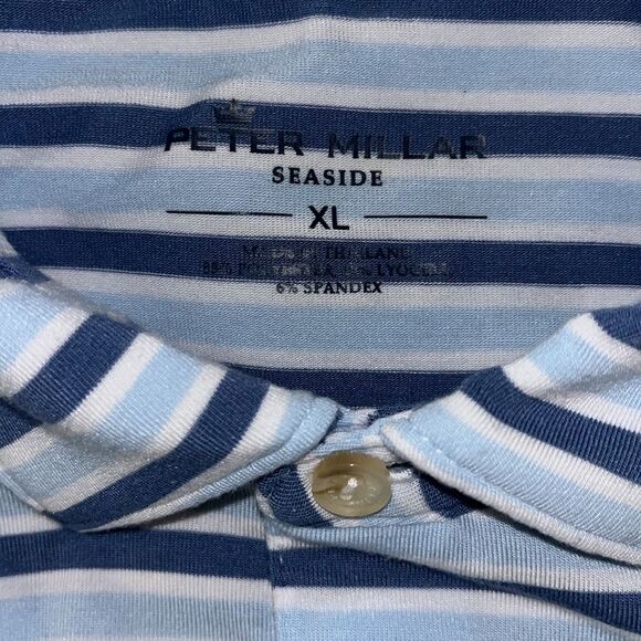 Peter Millar Seaside Wash Blue White Stripe Forsyth 1913 Golf Club Polo Shirt XL - Picture 3 of 7